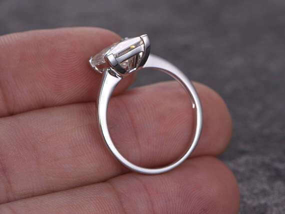 1 Carat Solitaire Moissanite Wedding Ring in 10k White Gold for her

