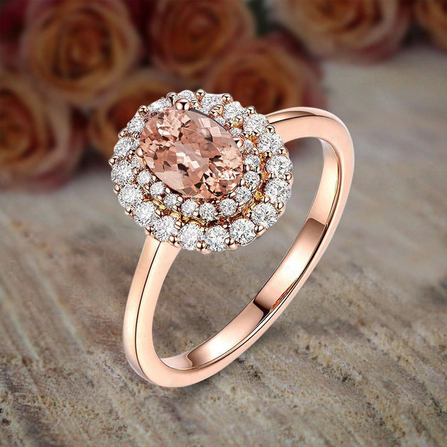 Morganite with diamond halo online