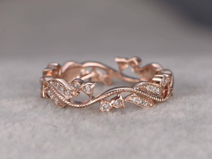 Rose gold vine wedding band store