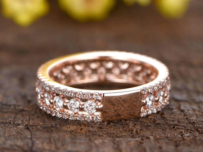 Three row diamond wedding band shop