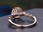 Vintage 1.50 Carat Moissanite and Diamond Halo Ring in 10k Rose Gold
