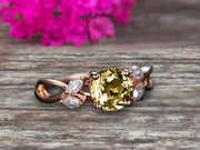 Surprisingly 1.25 Carat Round Cut Gemstone Champagne Diamond Moissanite Engagement Ring On 10k Rose Gold Champagne Diamond Moissanite Ring Promise Ring for Bride Art Deco Anniversary Gift