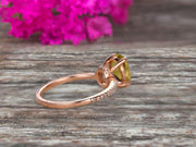 Vintage Looking Champagne Diamond Moissanite Engagement Ring On 10k Rose Gold 1.50 Carat Oval Cut Gemstone Custom Made Fine Jewelry Art Deco Anniversary Ring Bridal Ring