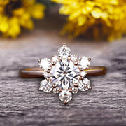 1.25 Carat ound Cut Charles & Colvard moissanite engagement ring anniversary gift on 10k Rose Gold