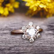 1.25 Carat ound Cut Charles & Colvard moissanite engagement ring anniversary gift on 10k Rose Gold