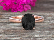 4 Carat Oval Cut Black Diamond Moissanite Engagement Ring Solitaire Promise Ring On 10k Rose Gold Personalized for Brides