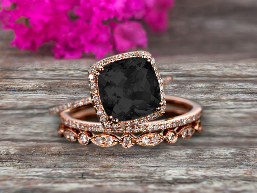 Black diamond cushion cut engagement rings top