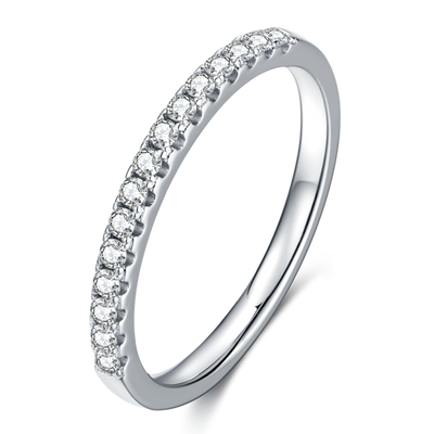 Semi-Eternity Sparkle: 0.25 ct Real Moissanite Diamond Wedding Band