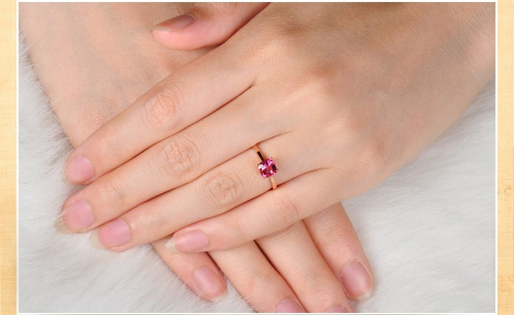 1 Carat Ruby Solitaire Gemstone Engagement Ring in Rose Gold