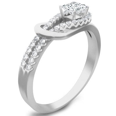 Mesmerizing Moissanite Wedding Ring 1.25 Carat Princess Cut Moissanite Diamond on 10k White Gold
