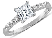 1.50 Carat Princess cut Diamond Ring Moissanite Engagement Ring in 10K White Gold