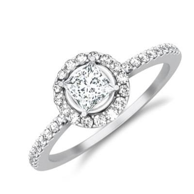 Halo Moissanite Ring 1.50 Carat Princess Cut Moissanite Diamond 