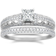 Art Deco Moissanite Engagement Ring 2.50 Carat Princess Cut Moissanite on 10k Gold
