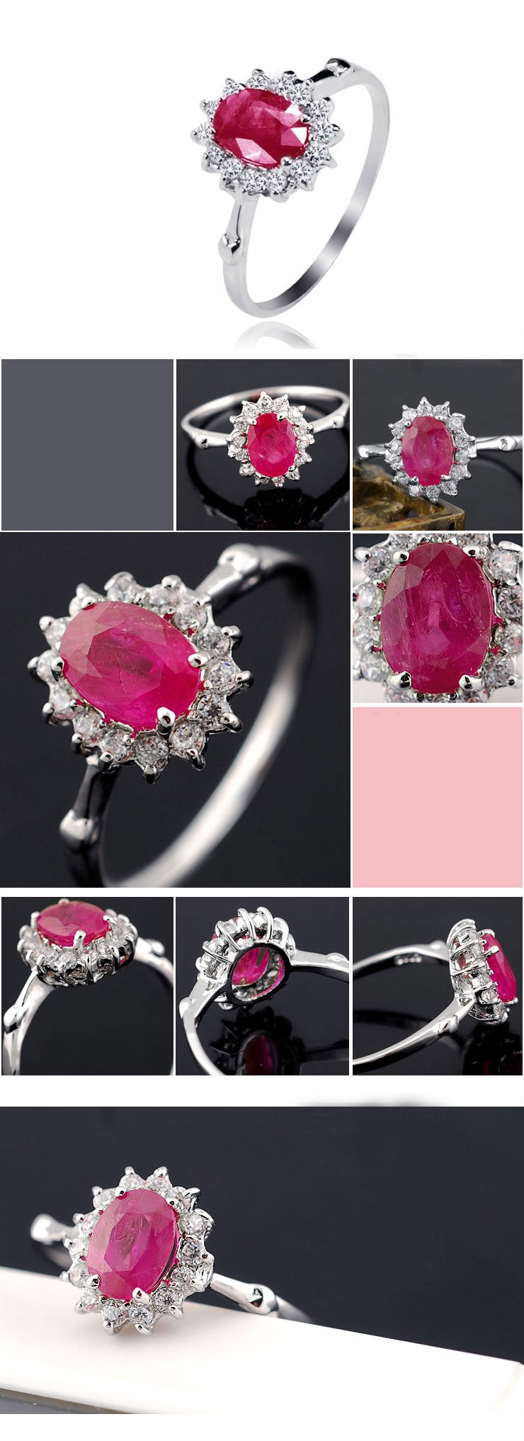 1 Carat Real Ruby Engagement Ring on 10k White Gold