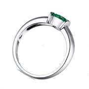 1 Carat Round Emerald Gemstone Solitaire Engagement Ring in White Gold
