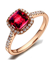 1 Carat Ruby and Moissanite Diamond Antique Engagement Ring in Rose Gold
