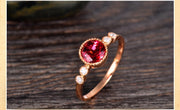 1 Carat Ruby and Moissanite Diamond Antique Engagement Ring in Gold