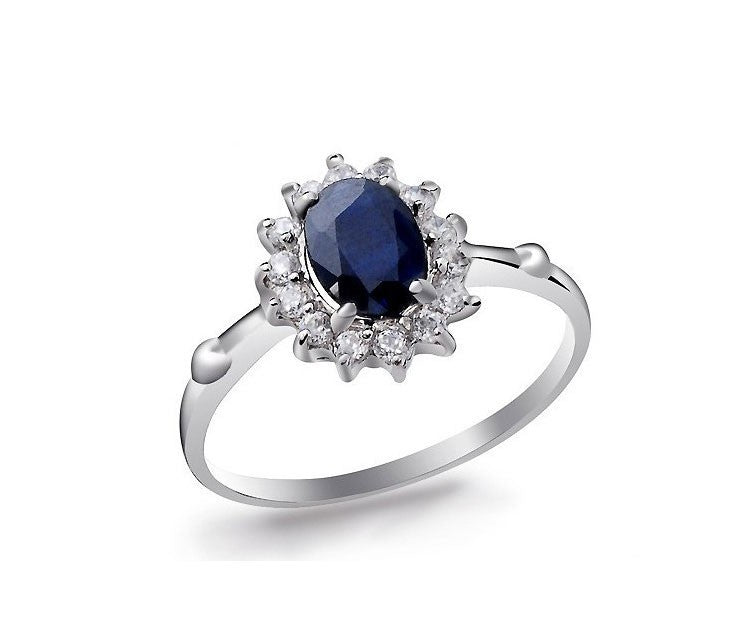 1 Carat Sapphire Engagement Ring on 10k White Gold