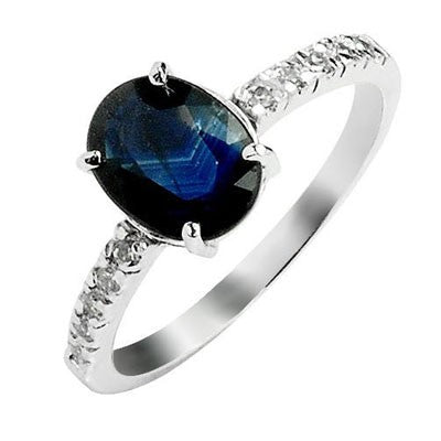 1.30 Carat Sapphire Engagement Ring on 10k White Gold