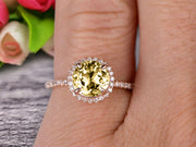 Round Cut 1.50 Carat Champagne Diamond Moissanite Engagement Ring Wedding Ring On 10k Rose Gold Halo Art Deco Anniversary Gift
