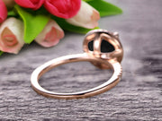 Round Cut 1.50 Carat Black Diamond Moissanite Engagement Ring Wedding Ring On 10k Rose Gold Halo Art Deco Anniversary Gift