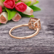 Cushion Cut 1.50 Carat Morganite Engagement Ring Wedding Ring 10k Rose Gold Unique Basket Prongs