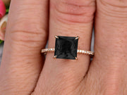 1.25 Carat Princess Cut Black Diamond Moissanite Engagement Ring Wedding Ring 10k Yellow Gold Curved Basket Claw Prongs Art Deco Anniversary Ring