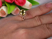 Milgrain 1.75 Carat Round Cut Champagne Diamond Moissanite Wedding Set Engagement Bridal Ring 10k Rose Gold Marquise Matching Band