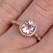 1.50 Carat Round Cut Gemstone Morganite Engagemrnt Ring Pink Morganite Ring On 10k Rose Gold Promise Ring