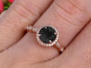 1.50 Carat Round Cut Gemstone Black Diamond Moissanite Engagemrnt Ring Pink Black Diamond Moissanite Ring On 10k Rose Gold Promise Ring