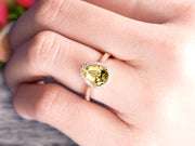 Pear Shape 1.50 Carat Champagne Diamond Moissanite Engagement Ring On 10k Rose Gold Halo Wedding Anniversary Promise Bridal Eternity Ring