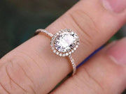 1.50 Ct Oval cut Halo Moissanite and Diamond Wedding Ring
