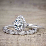 Best Selling 2 Carat Pear cut Moissanite & Diamond Bridal Set White Gold
