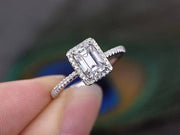 1.50 Ct Halo Moissanite & Diamond Wedding Ring 