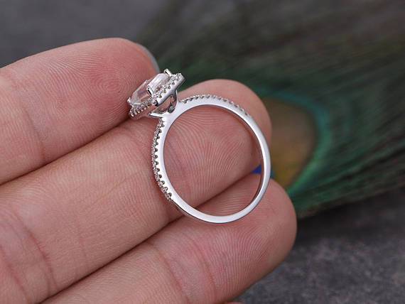 1.50 Ct Halo Moissanite & Diamond Wedding Ring 