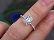 1.50 Ct Halo Moissanite & Diamond Wedding Ring in 10k White Gold
