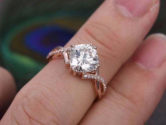 1.25 ct Infinity Moissanite & Diamond Wedding Ring in 10k Rose Gold
