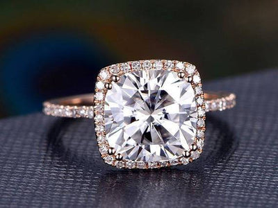 1.50 Carat Halo Moissanite and Diamond Wedding Ring 