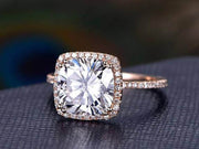 1.50 Carat Halo Moissanite and Diamond Wedding Ring in 10k Rose Gold
