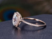 1.50 Carat Halo Moissanite and Diamond Wedding Ring in 10k Rose Gold
