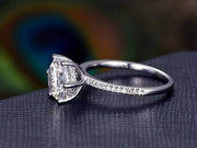 1.25 Carat Round Cut Moissanite and Diamond Engagement Ring 