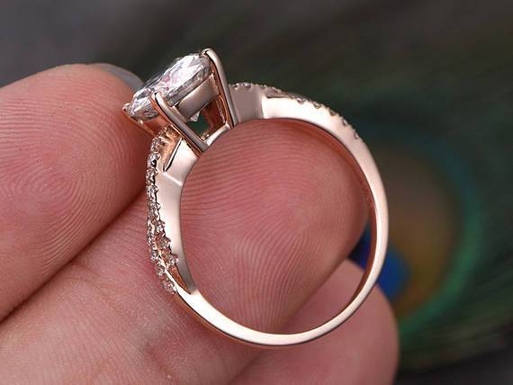 Artdeco 1.25 Carat Infinity Moissanite and Diamond Engagement Ring 