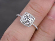 1.50 Carat Halo Moissanite and Diamond Engagement Ring 