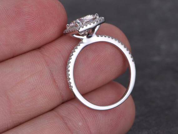 1.50 Carat Halo Moissanite and Diamond Engagement Ring 