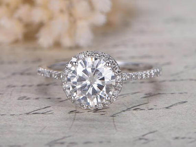 Classic 1.50 Carat Moissanite and Diamond Engagement Ring in White Gold
