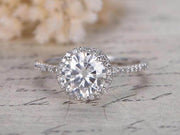 Classic 1.50 Carat Moissanite and Diamond Engagement Ring 