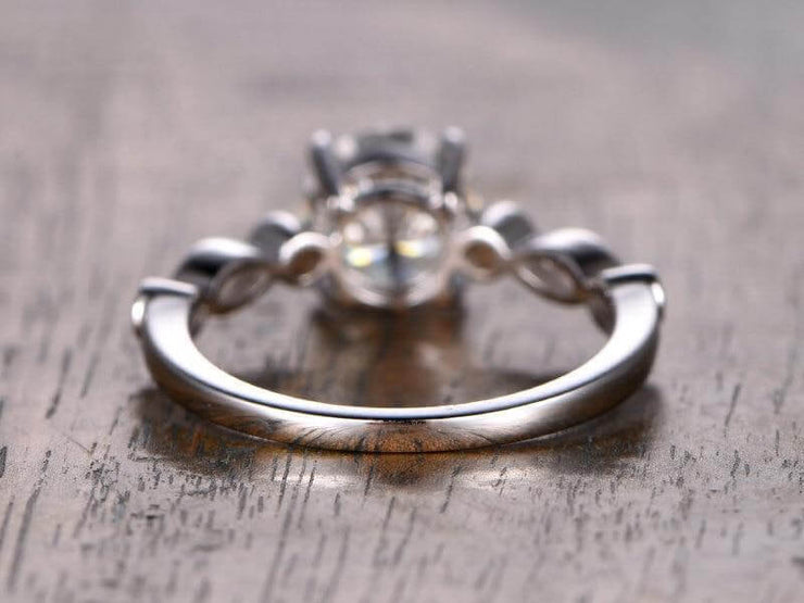 Artdeco 1.25 Carat Moissanite and Diamond Engagement Ring in 10k White Gold
