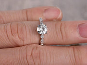 Artdeco 1.25 Carat Moissanite and Diamond Engagement Ring in 10k White Gold
