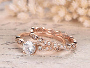 1.50 Carat Moissanite and Diamond Wedding Ring Set in 10k Rose Gold
