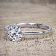 Classic Round Cut Solitaire 1 Carat Moissanite Engagement Ring on 10k White Gold